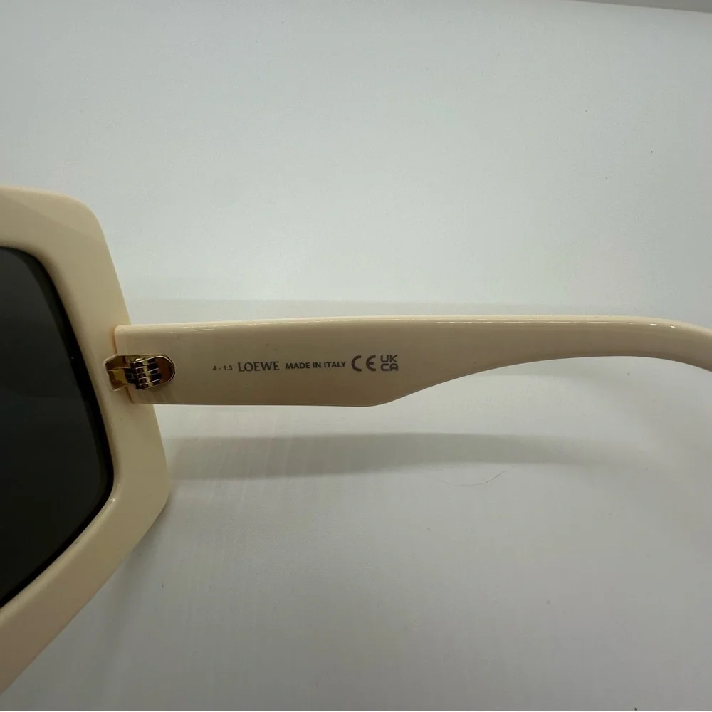 NWT Loewe | Oversized Anagram Shield Mirrored Ivory Gold Unisex Sunglasses $550